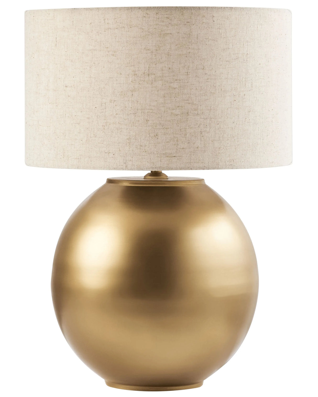 Table Lamp Brass and Beige Linen Cotton Shade Iron Metal Base 54 cm Single Light Modern Design Home Accessories Living Room Beliani