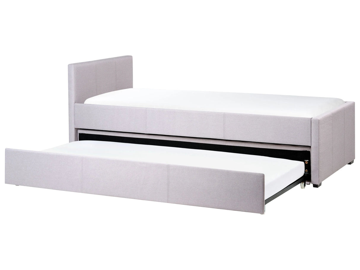 Trundle Bed Grey Fabric Upholstery EU Single Size Guest Underbed Beliani