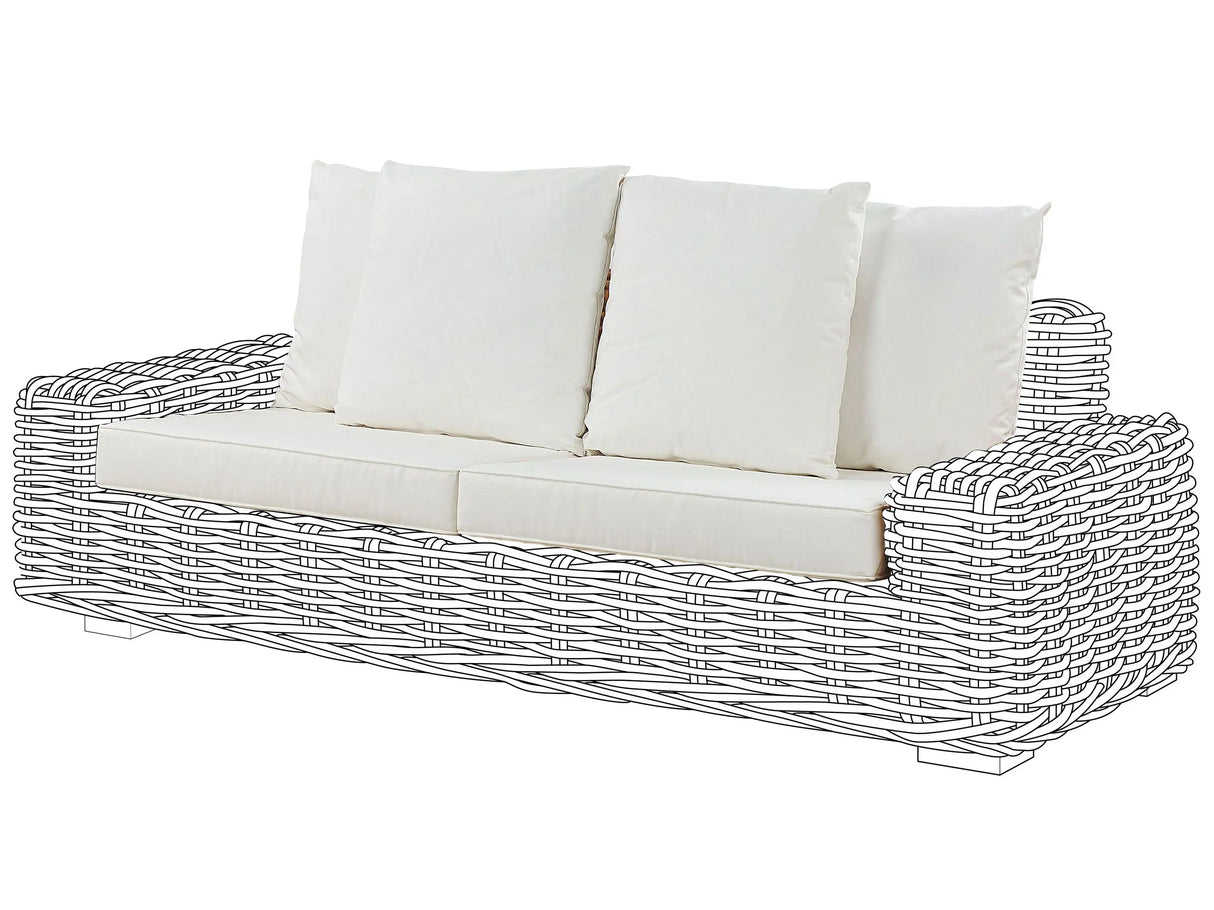 Outdoor Cushion Cover Set for a Garden Sofa White Polyester Fabric Sofa Seat Back Pillow Cases Beliani