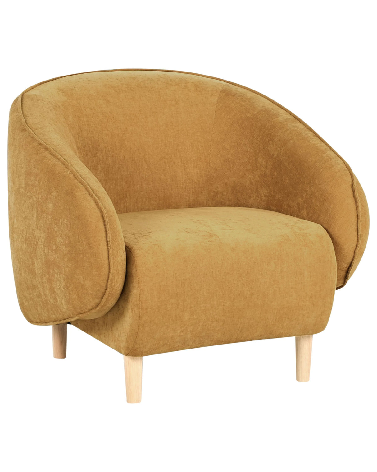 Armchair Yellow Mustard Upholstered Tub Chair Retro Style Beliani