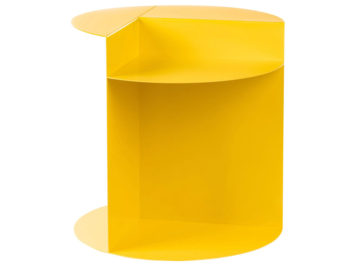 Side Table Yellow Metal Round Geometric Form End Table with Shelf Accent Piece Beliani