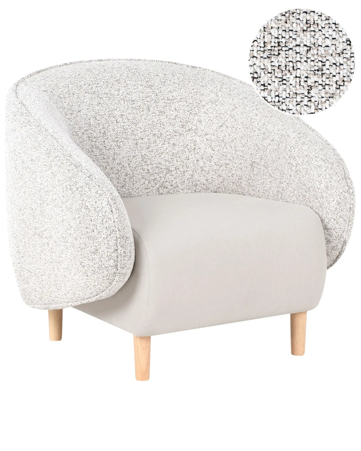 Armchair Light Beige Upholstered Dual Fabric Tub Chair Retro Style Beliani