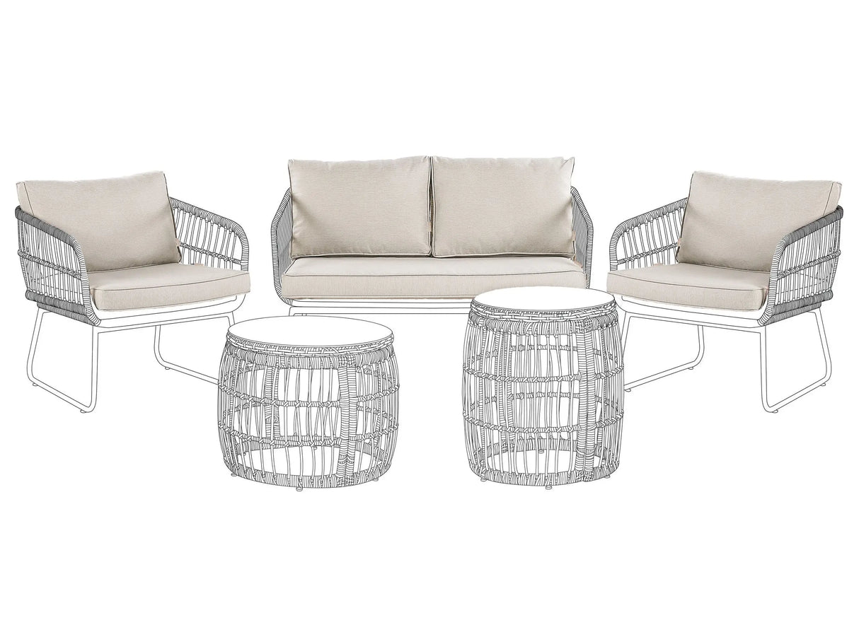 Outdoor Cushion Covers for Garden Set Beige UV Resistant Minimalist Beliani