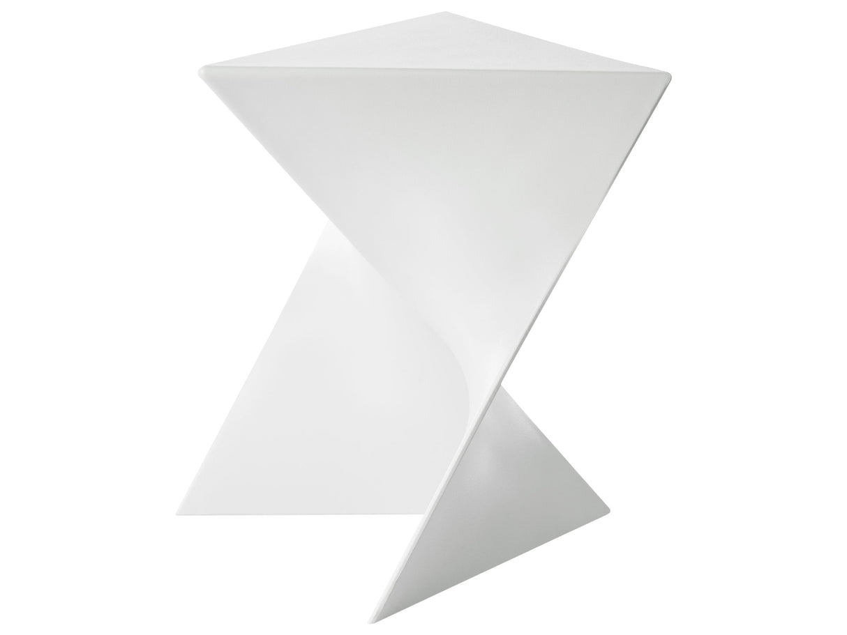 Side Table White Plastic Tringular Geometric Form End Table Accent Piece Beliani