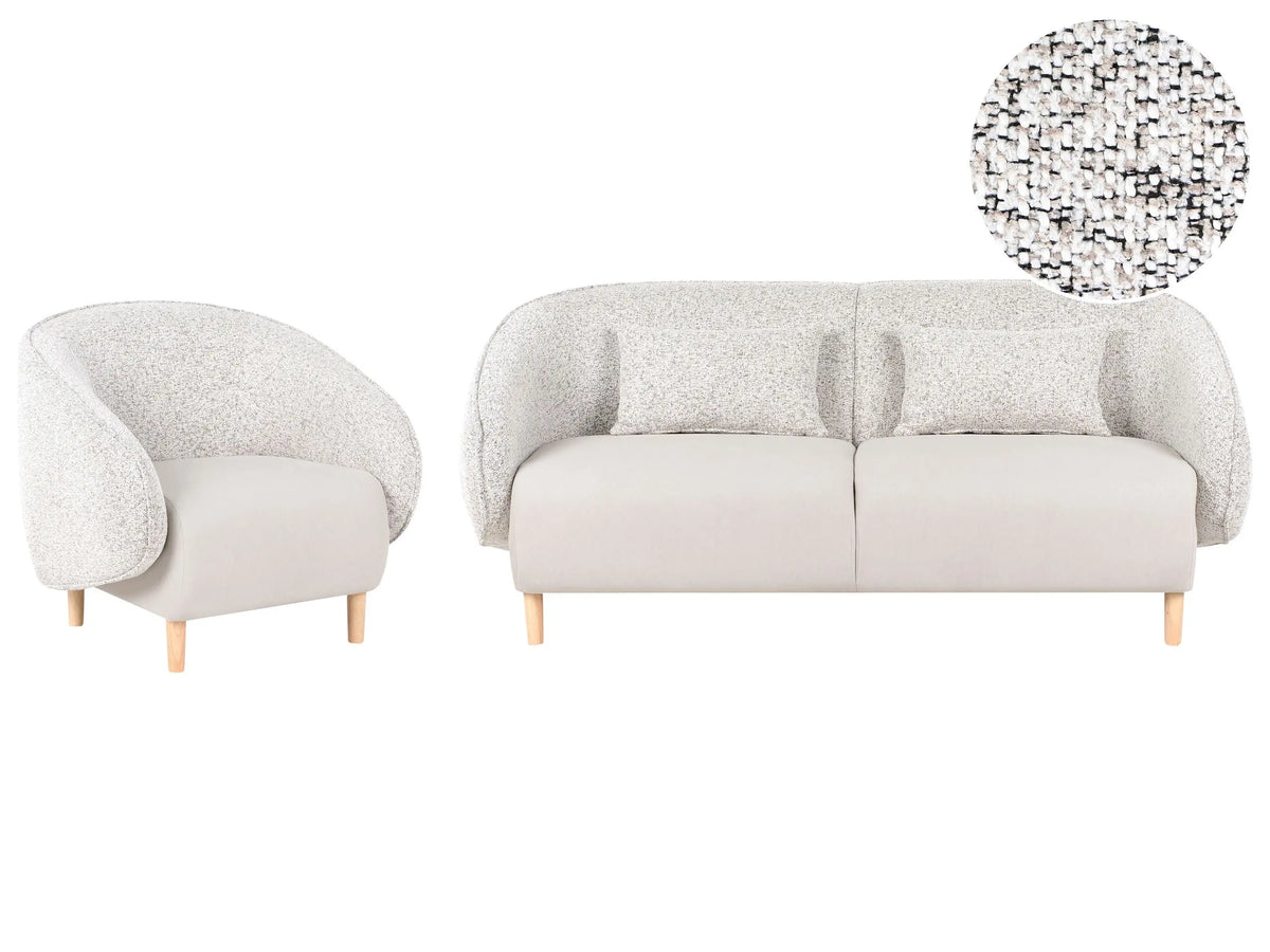 Modern Fabric 4-Seater Living Room Set Light Beige Sofa Armchair Dual Fabric Beliani