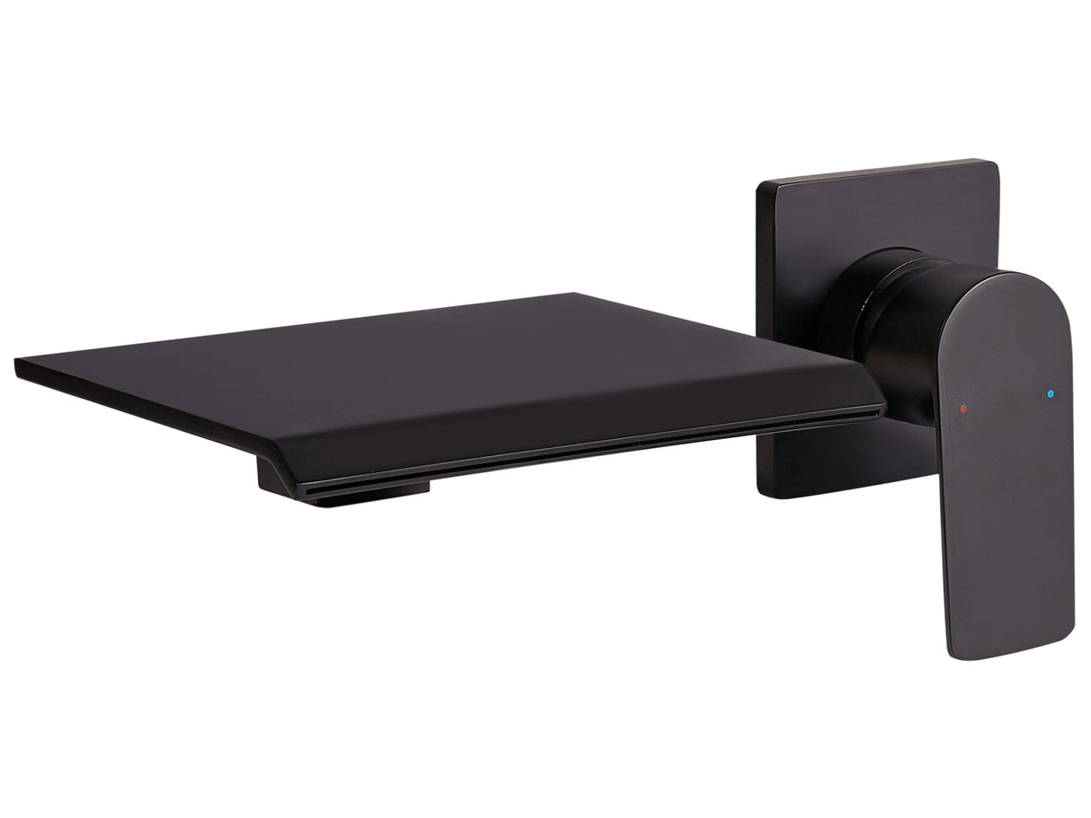 Wall Mounted Basin Mixer Waterfall Tap Black Brass Single Lever Beliani