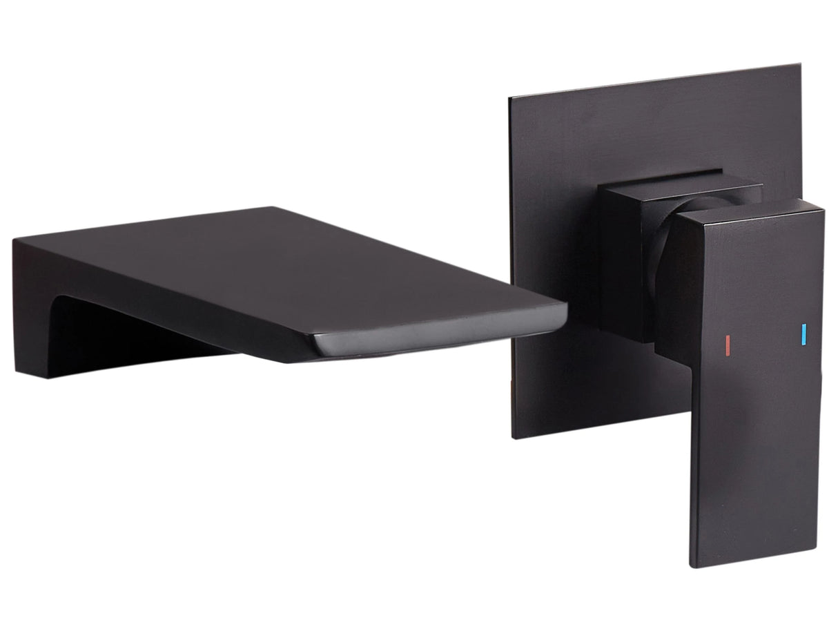 Wall Mounted Basin Mixer Waterfall Tap Black Brass Single Lever Beliani