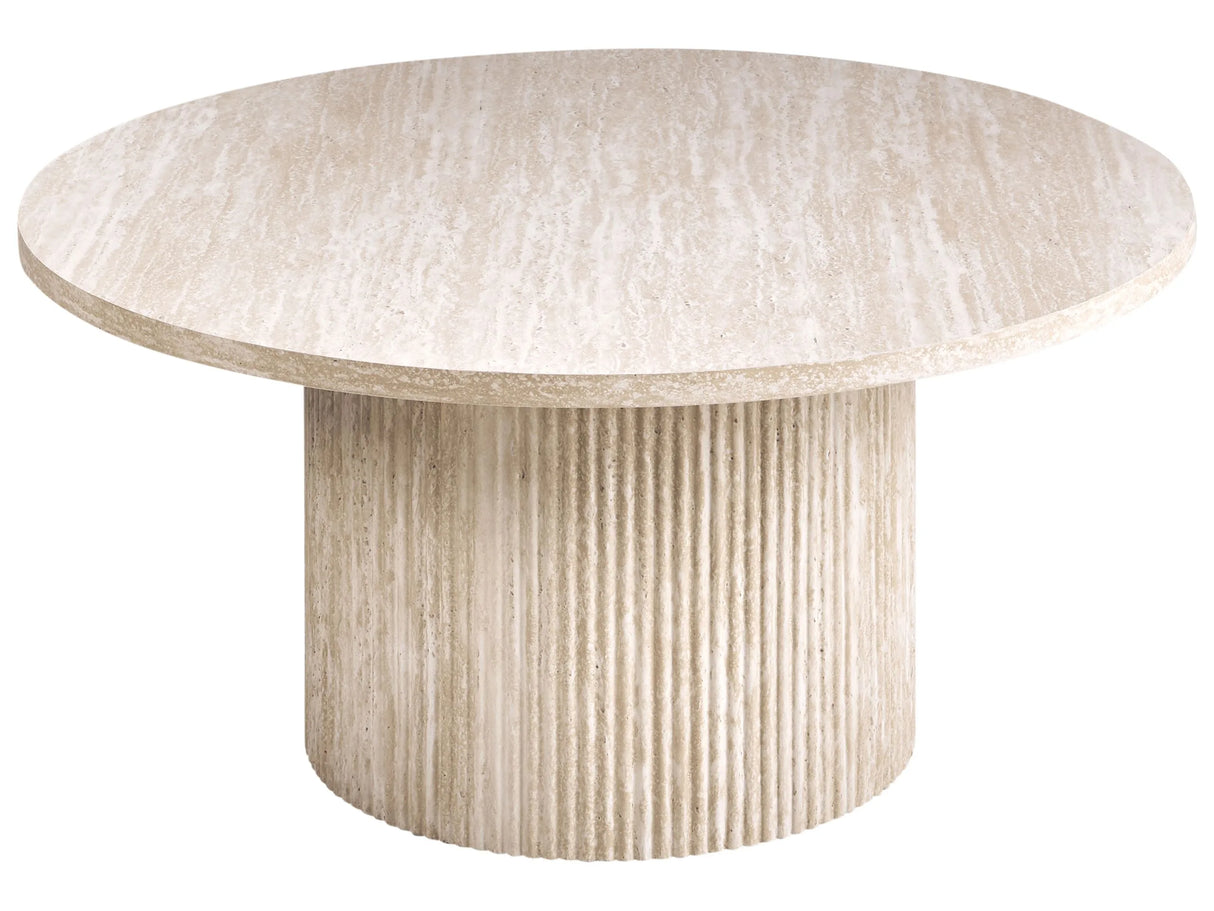 Coffee Table Beige MDF Top Veneer Stone-like Base 80 cm Modern Design Living Room Beliani