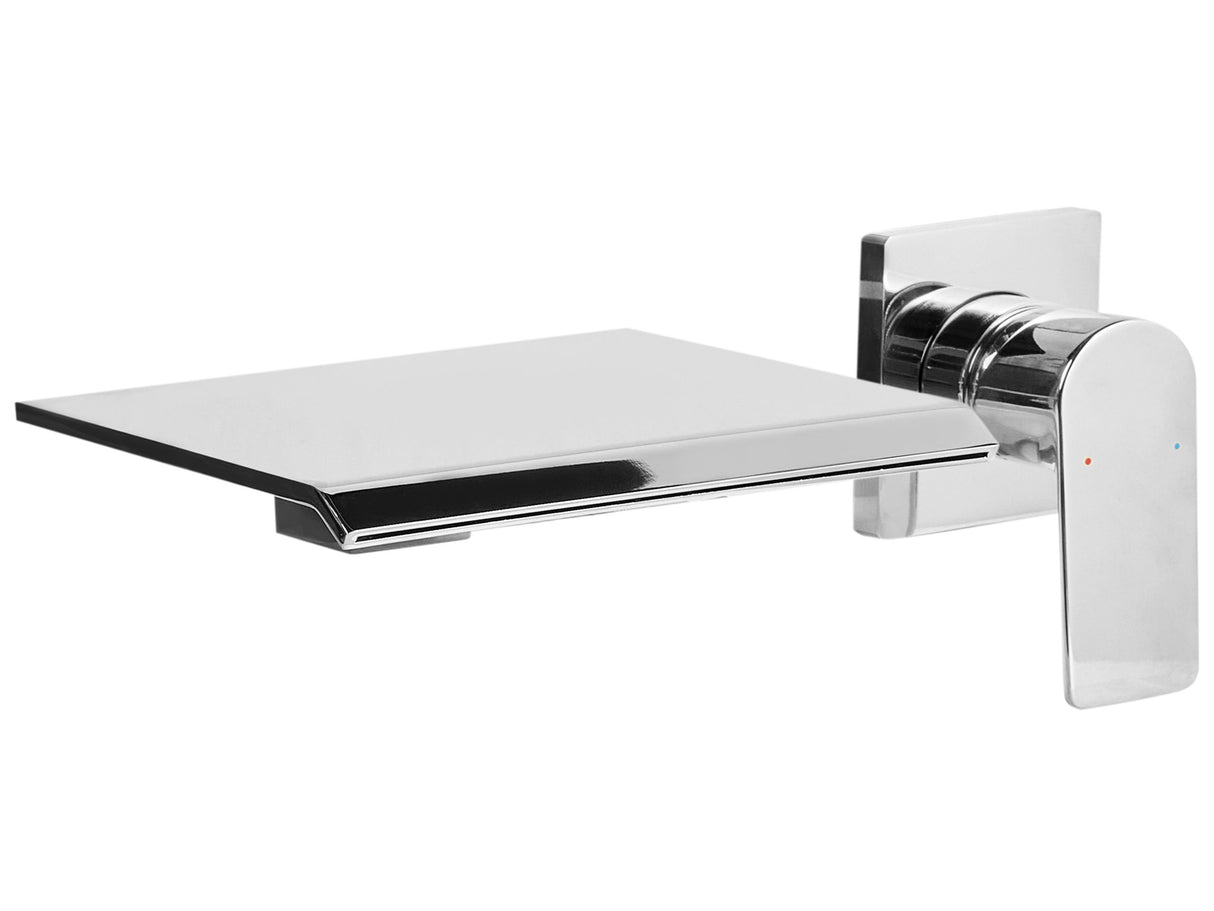 Wall Mounted Basin Mixer Waterfall Tap Silver Brass Single Lever Beliani
