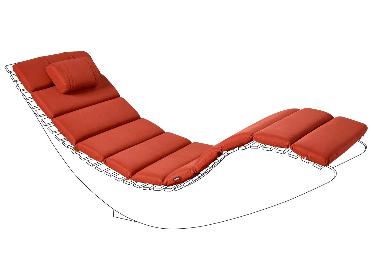 Sun Lounger Pad Cushion Red Polyester UV Resistant with Ties and Headrest Thick Cushion Beliani
