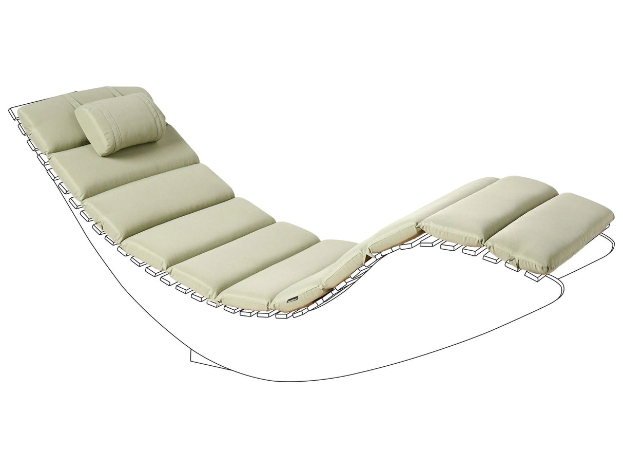 Sun Lounger Pad Cushion Light Green Polyester UV Resistant with Ties and Headrest Thick Cushion Beliani