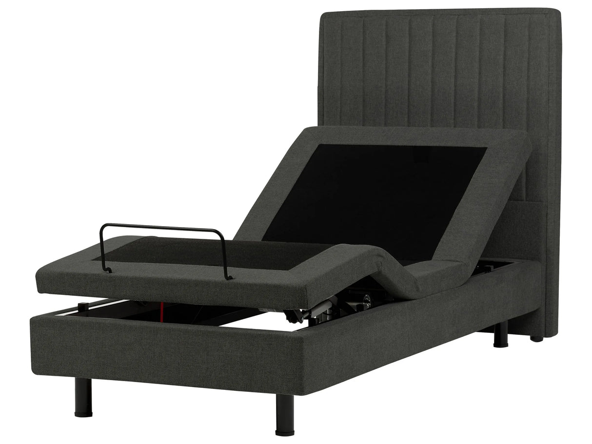 Electric Bed Dark Grey EU Single 3ft Remote Control Adjustable Fabric Upholstery Beliani