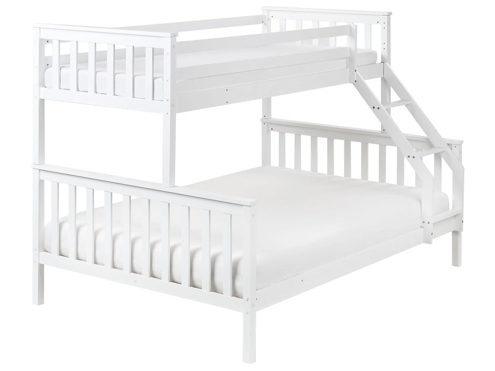 Single over Double Bunk Bed White Pine Wood 90/140 x 200 cm High Sleeper Children Kids Bedroom Beliani