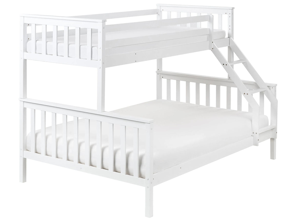 Single over Double Bunk Bed White Pine Wood 90/140 x 200 cm High Sleeper Children Kids Bedroom Beliani