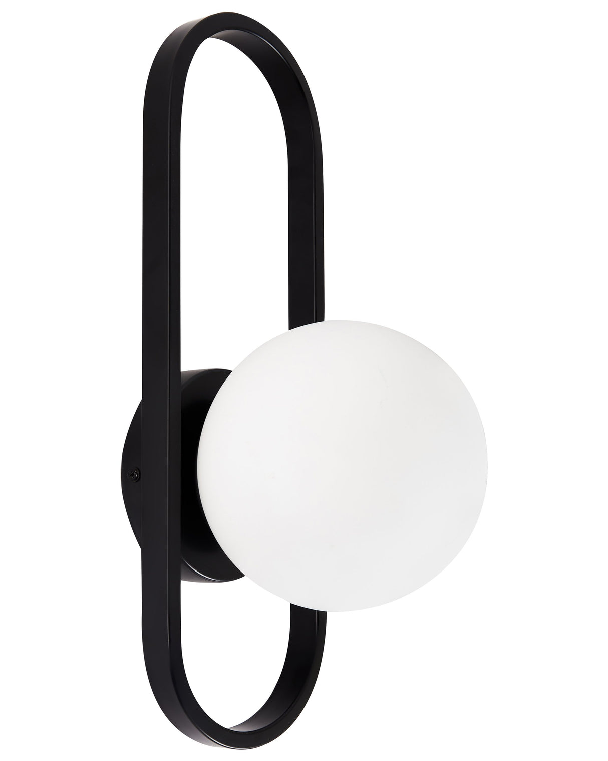 Wall Lamp Black Metal Base Opaque Glass Lampshade Geometric Form Modern Beliani