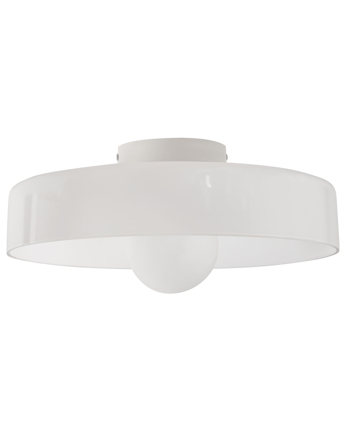 Ceiling Lamp White Glass Shade Flush Mount Light Fitting for Low Ceilings Beliani