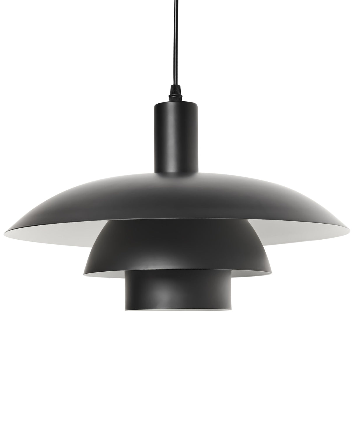 Pendant Lamp Black Metal Tiered Design Vintage Mid Century Style Beliani