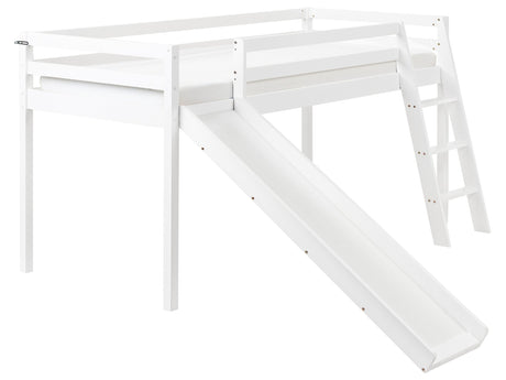 Kids Bed White Pine Wood EU Single Size 90 x 200 cm with Slatted Frame and Slide Bed for Toddler Beliani