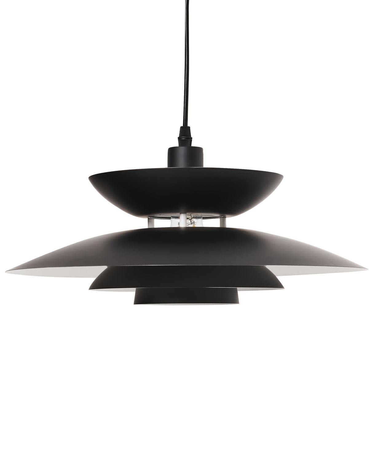 Pendant Lamp Black Metal Tiered Design Vintage Mid Century Style Beliani