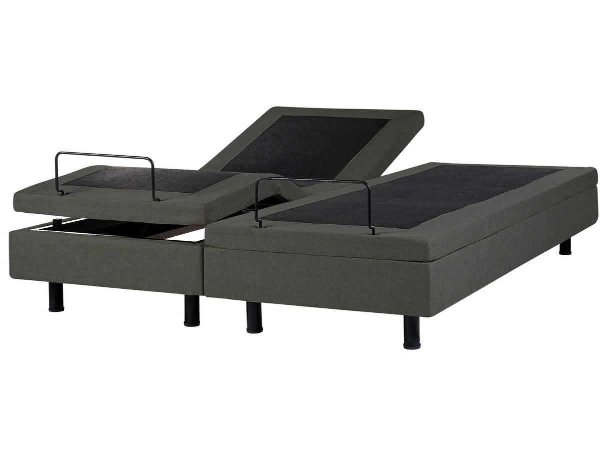 Electric Bed Dark Grey Polyester EU Super King Size 6ft Remote Control Adjustable without Headboard Beliani