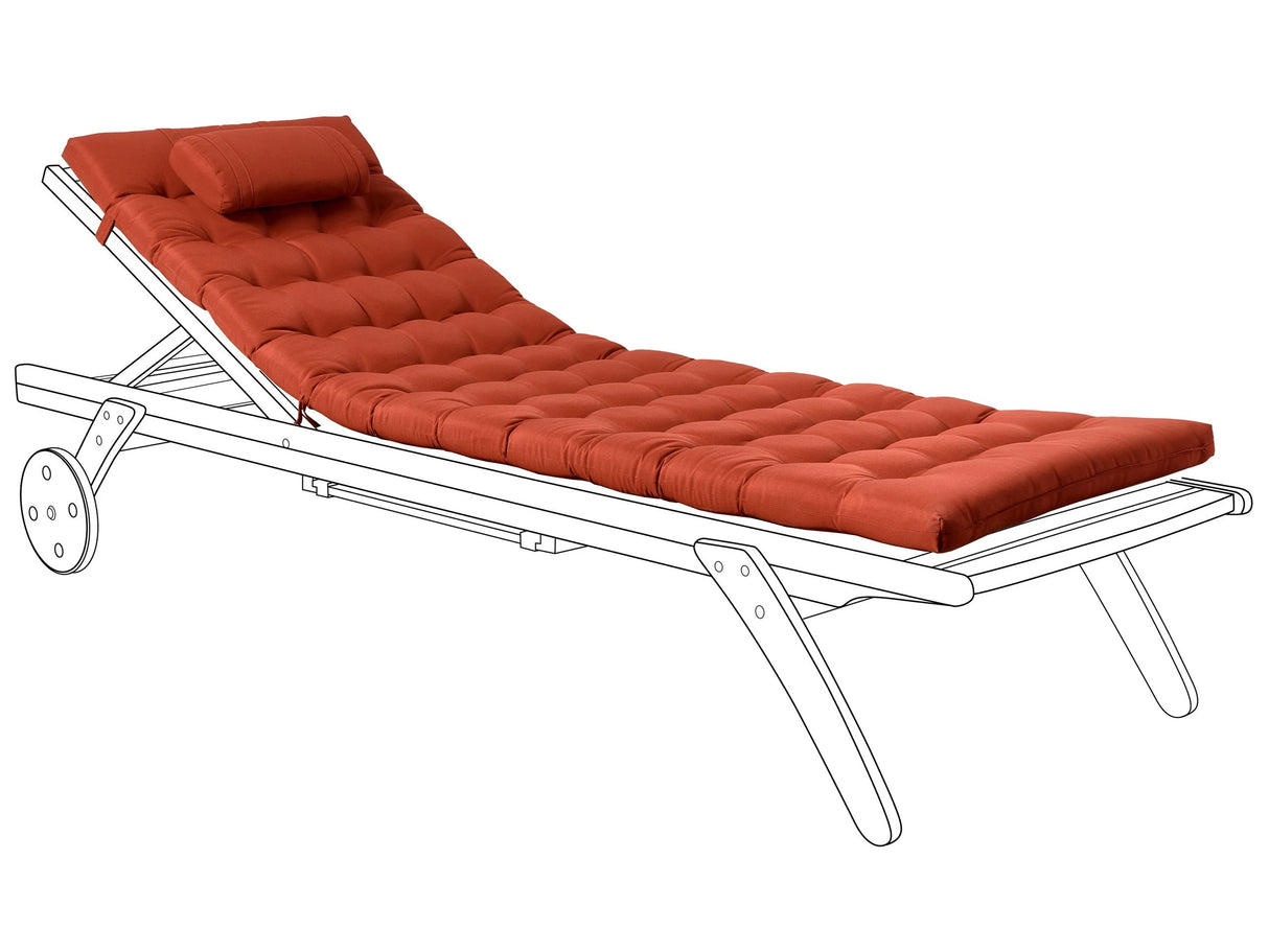 Sun Lounger Pad Cushion Red Polyester UV Resistant with Ties and Headrest Thick Cushion Beliani