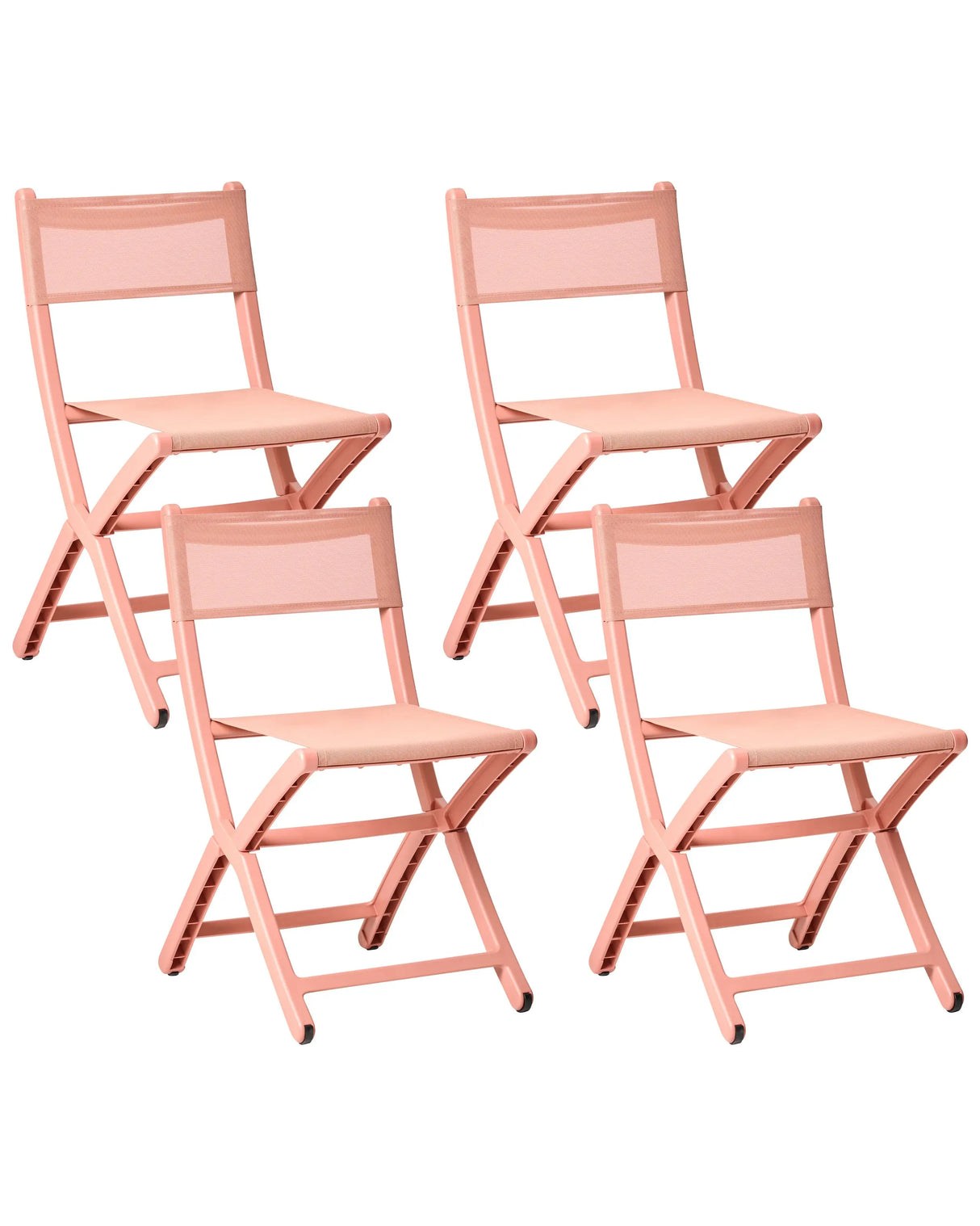 Set of 4 Dining Chairs Coral Plastic Indoor Outdoor Stacking Garden without Armrests Minimalistic Style Beliani