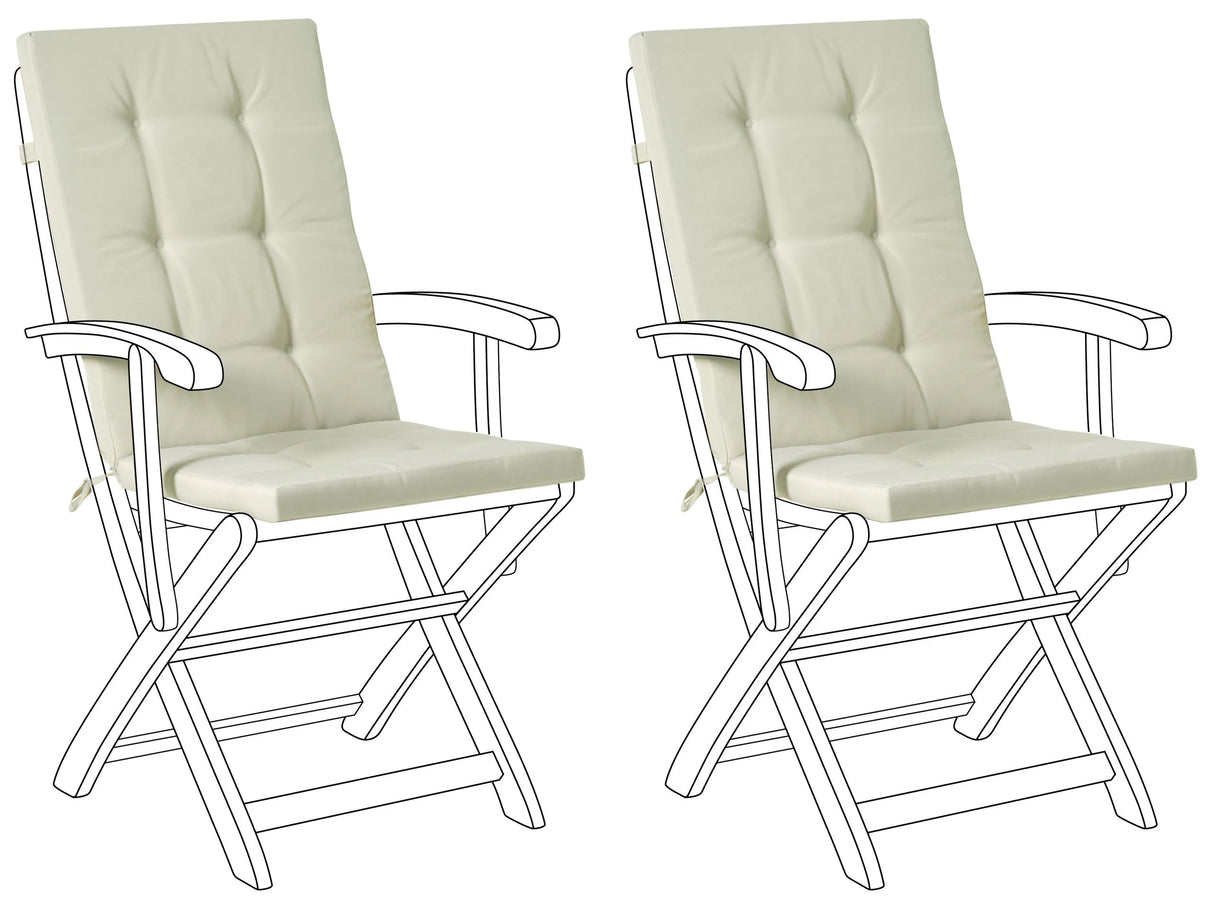 Set of 2 Outdoor Seat/Back Cushions Light Green Polyester Tufted Thick Cushion for a Garden Chair Beliani