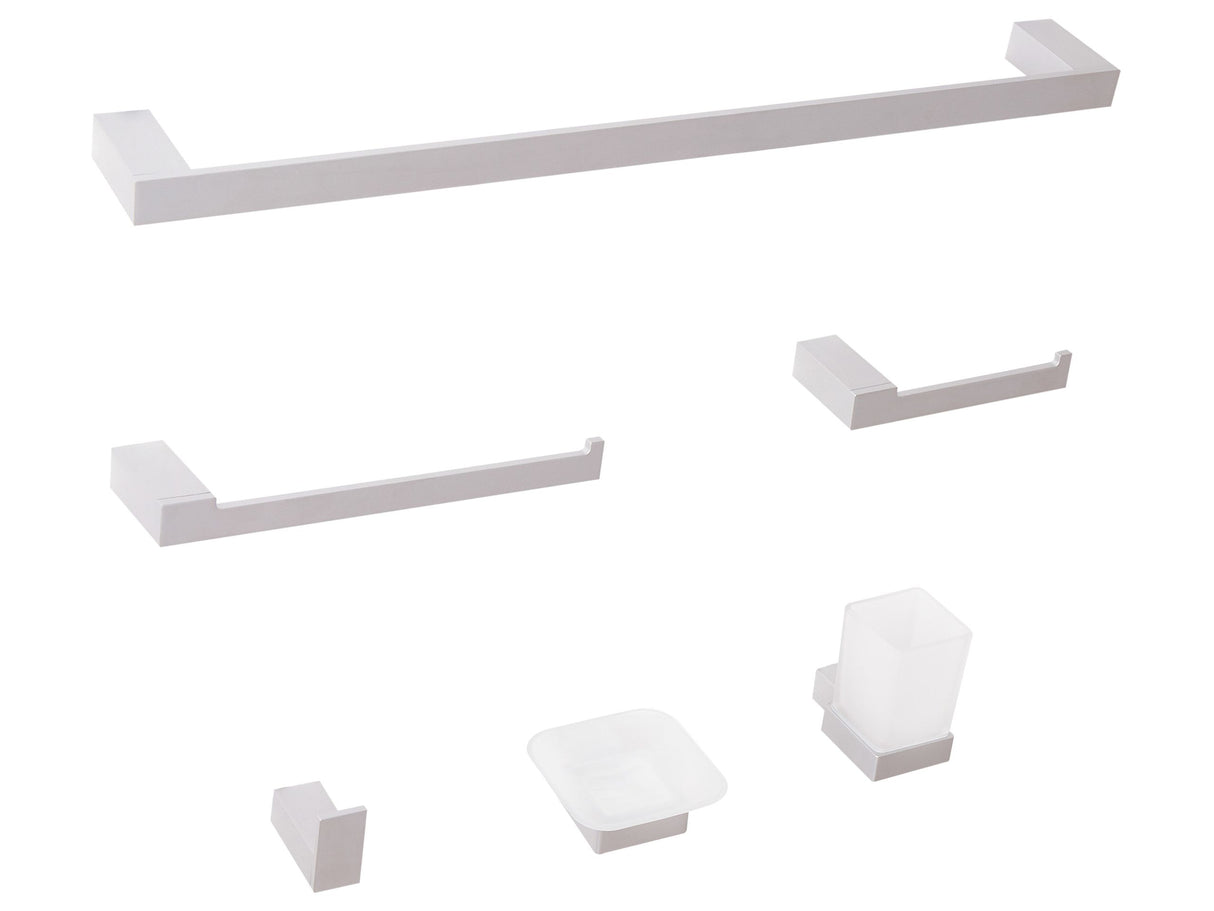 6-Piece Bathroom Hardware Set Silver Aluminium with Tumbler and Soap Dish Bathroom Accessories Minimalistic Beliani