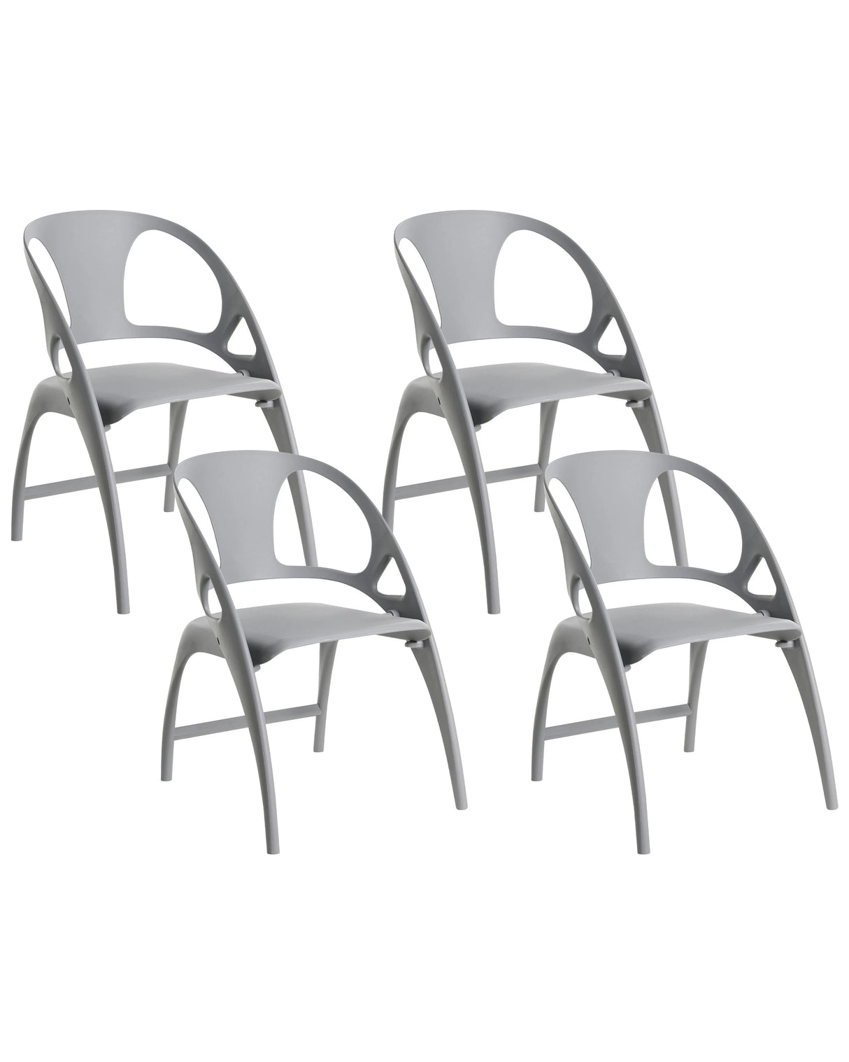 Set of 4 Garden Chairs Grey Polypropylene Lightweight Weather Resistant Plastic Indoor Outdoor Modern Beliani