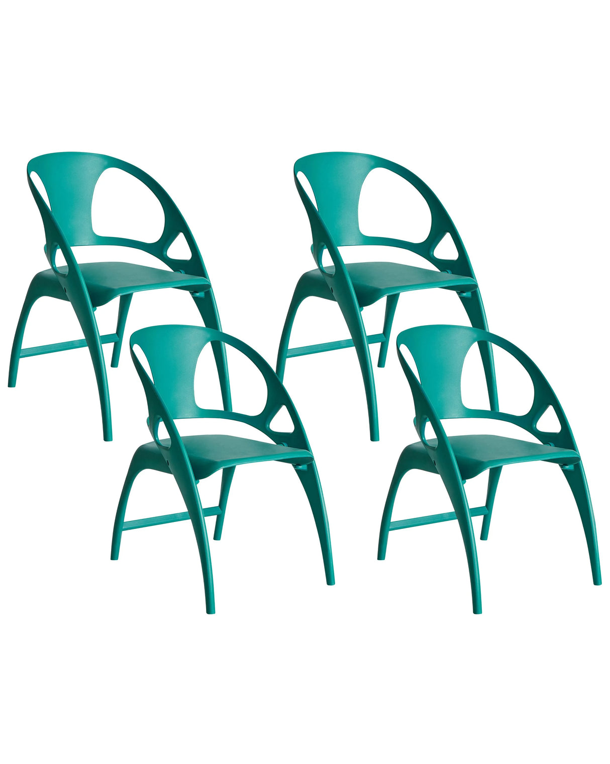 Set of 4 Garden Chairs Teal Polypropylene Lightweight Weather Resistant Plastic Indoor Outdoor Modern Beliani