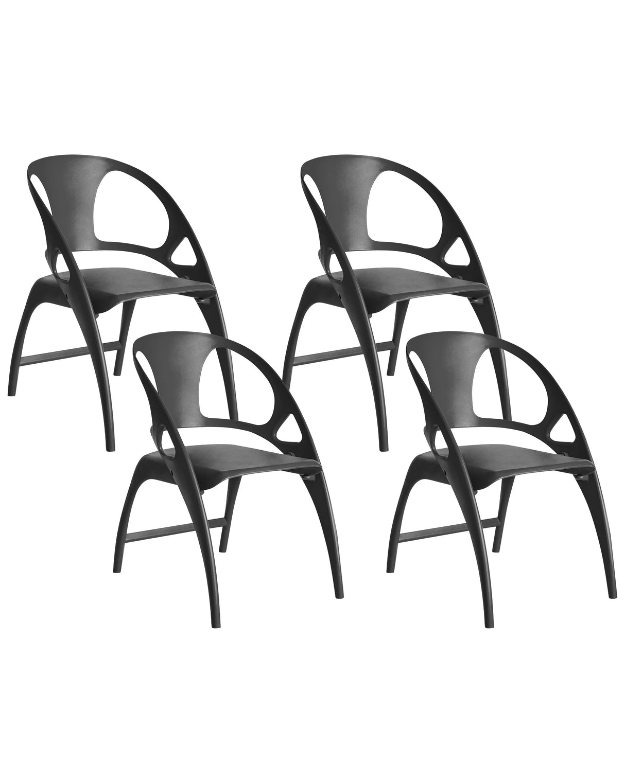Set of 4 Garden Chairs Black Polypropylene Lightweight Weather Resistant Plastic Indoor Outdoor Modern Beliani