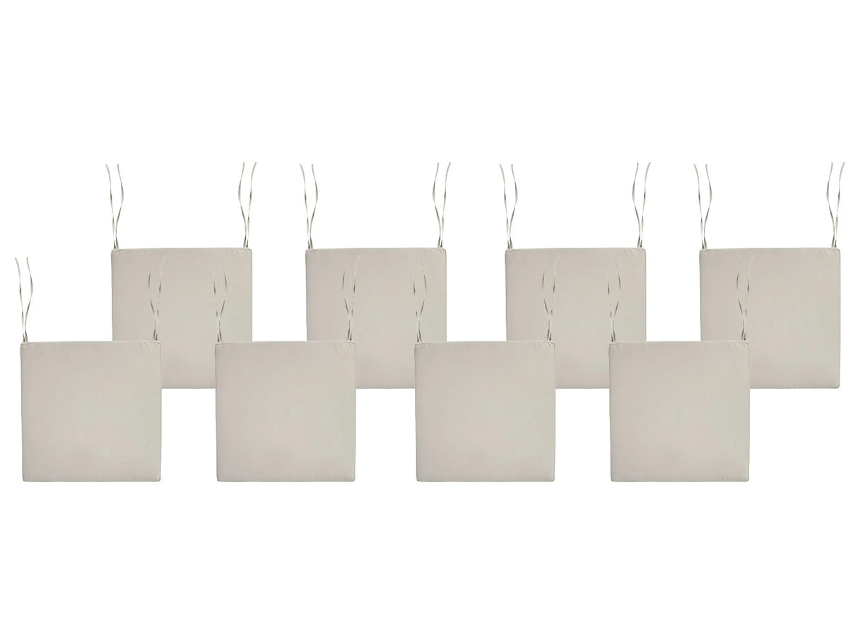 Set of 8 Seat Cushions for Garden Chairs Taupe Polyester Fabric UV Resistant Beliani