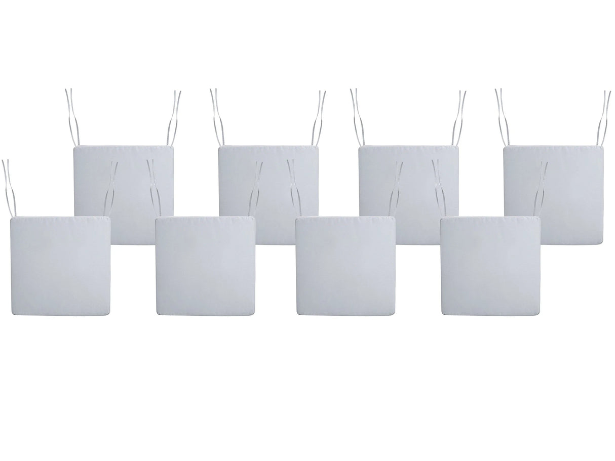 Set of 8 Seat Cushions for Garden Chairs Light Grey Polyester Fabric UV Resistant Beliani