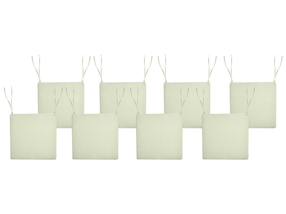 Set of 8 Seat Cushions for Garden Chairs Light Green Polyester Fabric UV Resistant Beliani