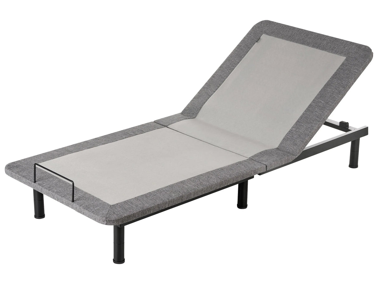 Adjustable Electric Bed Base Grey Iron Polyester EU Small Single Size Remote Included 4 Legs Heights Beliani