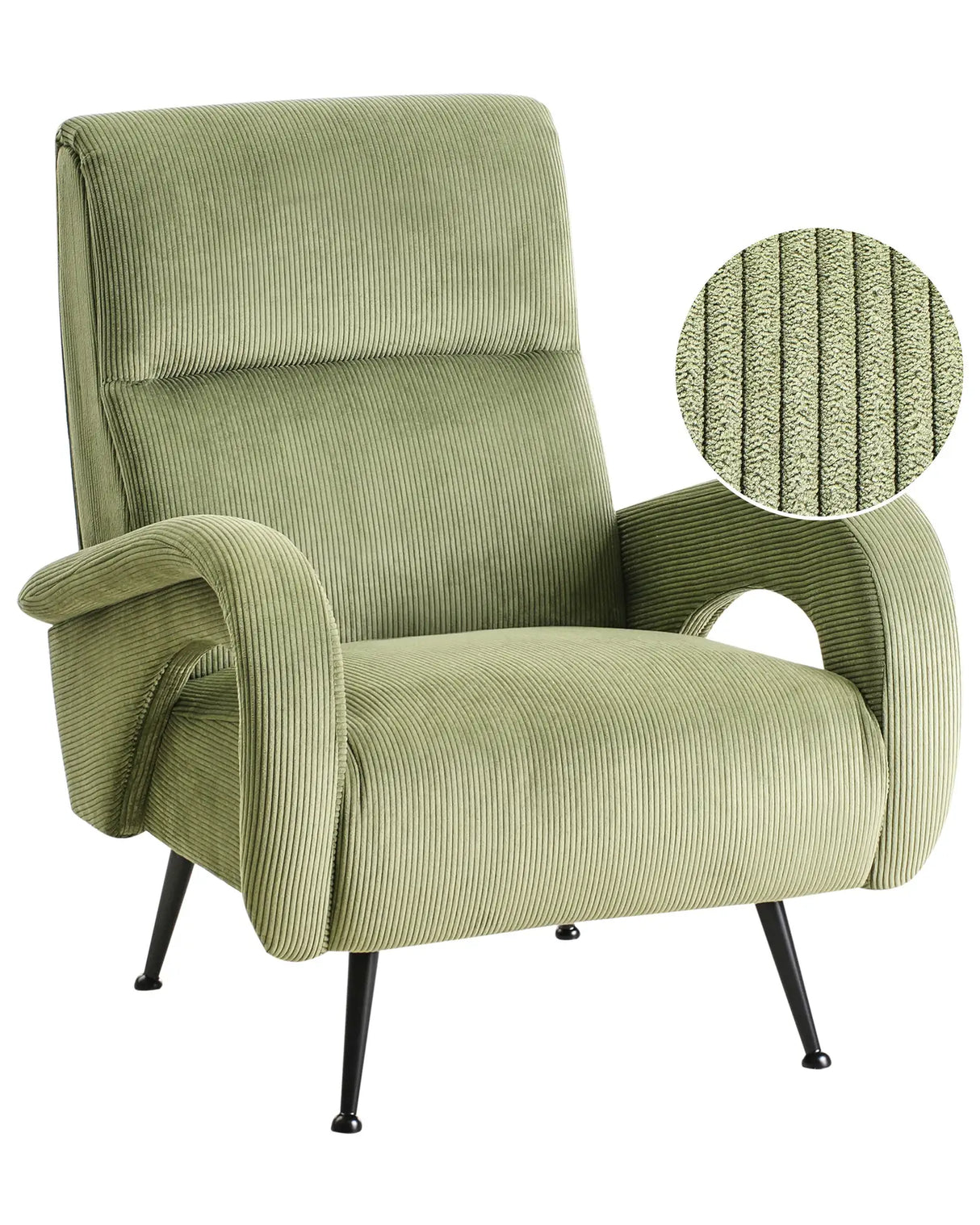 Armchair Green Jumbo Cord Corduroy Upholstered Retro Style Beliani