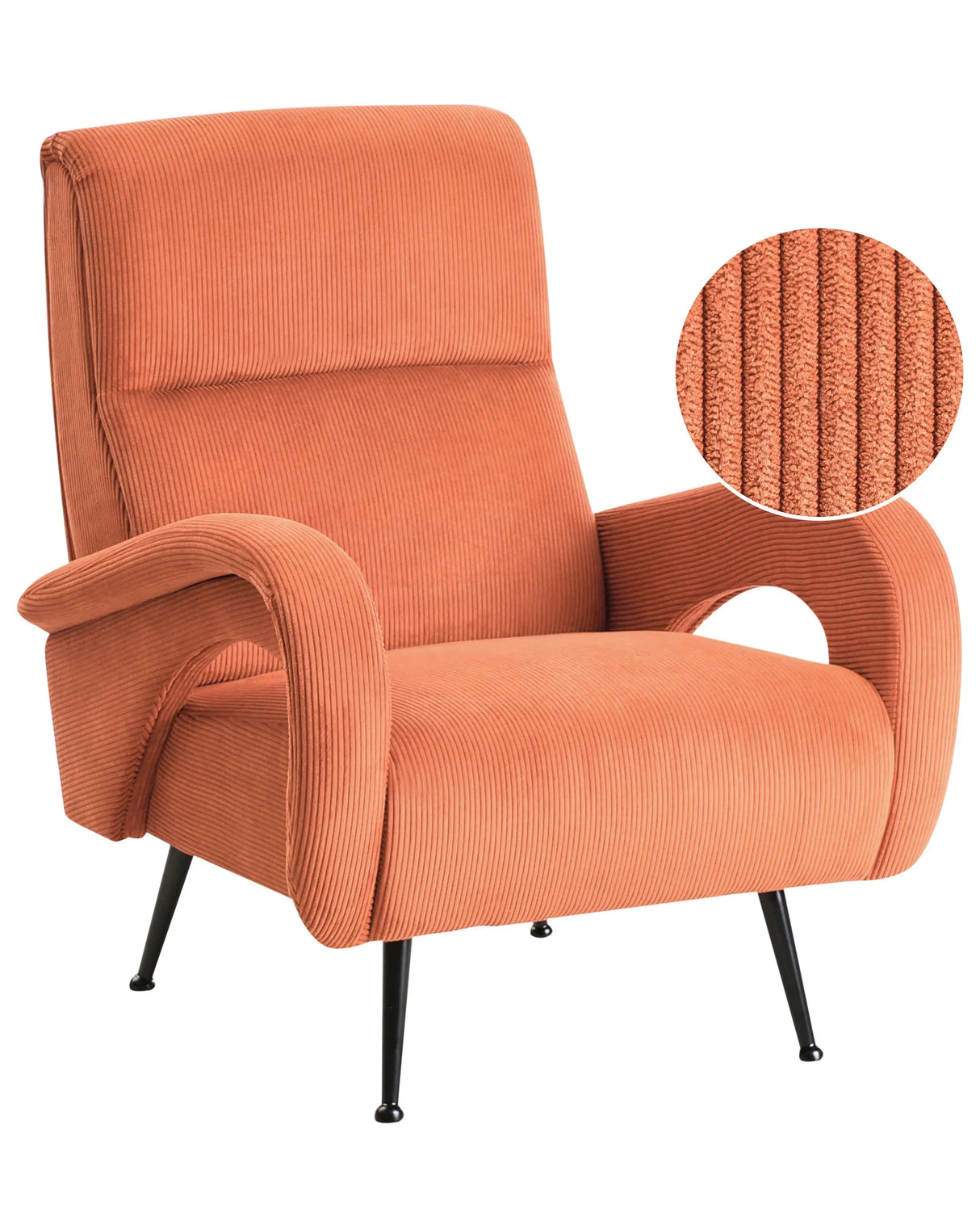 Armchair Orange Jumbo Cord Corduroy Upholstered Retro Style Beliani