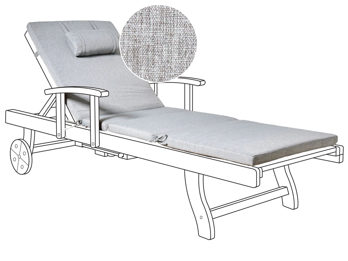 Garden Sun Lounger Cushion Grey Melange Linen Polyester Seat Backrest Pad Modern Design Outdoor Pad Beliani