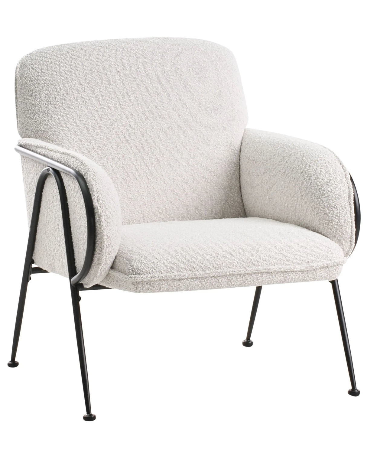 Armchair Light Beige Polyester Upholstery Metal Frame Century Modern Beliani