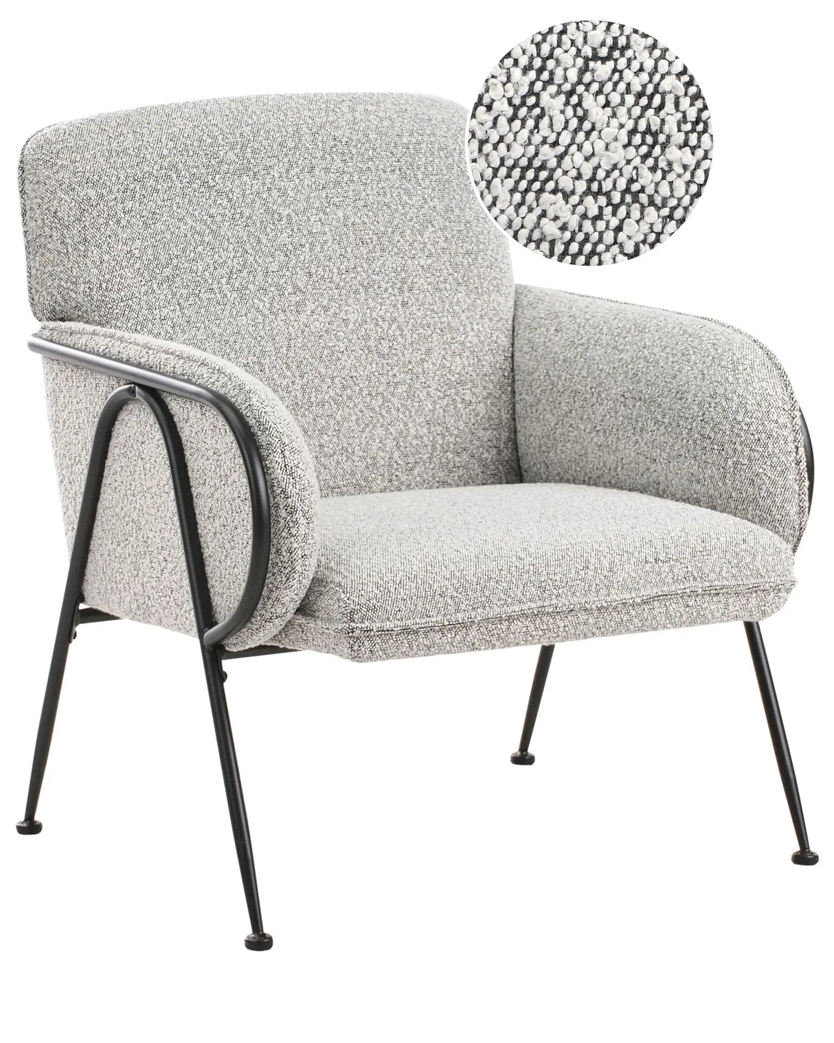 Armchair Black and White Polyester Upholstery Metal Frame Century Modern Beliani