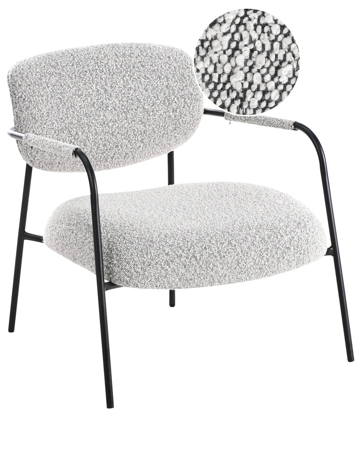 Armchair Black and White Polyester Upholstery Metal Frame Century Modern Beliani