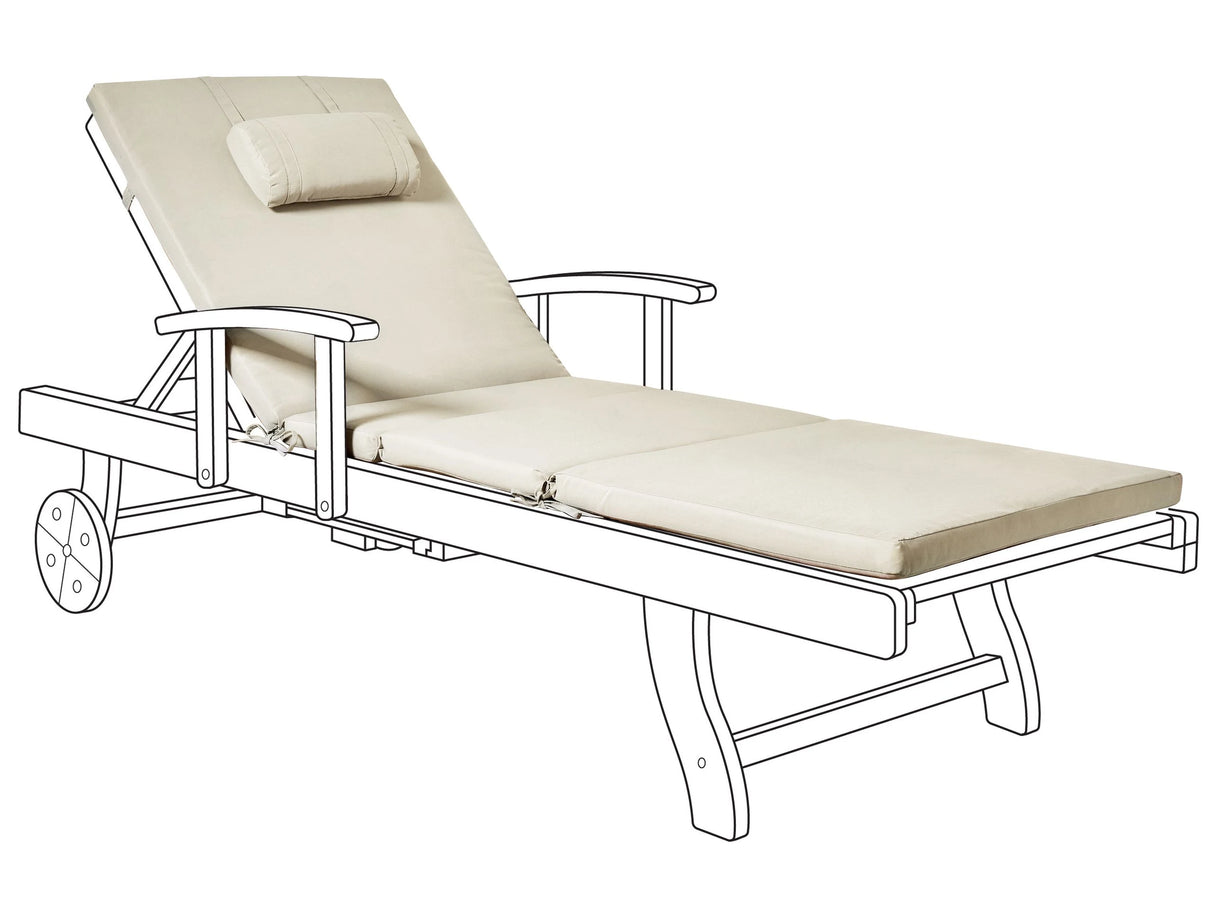 Garden Sun Lounger Cushion Taupe Linen Polyester Seat Backrest Pad Modern Design Outdoor Pad Beliani