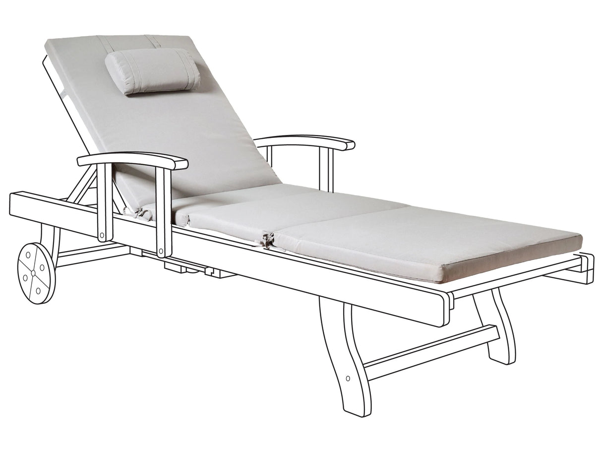 Garden Sun Lounger Cushion Light Grey Linen Polyester Seat Backrest Pad Modern Design Outdoor Pad Beliani