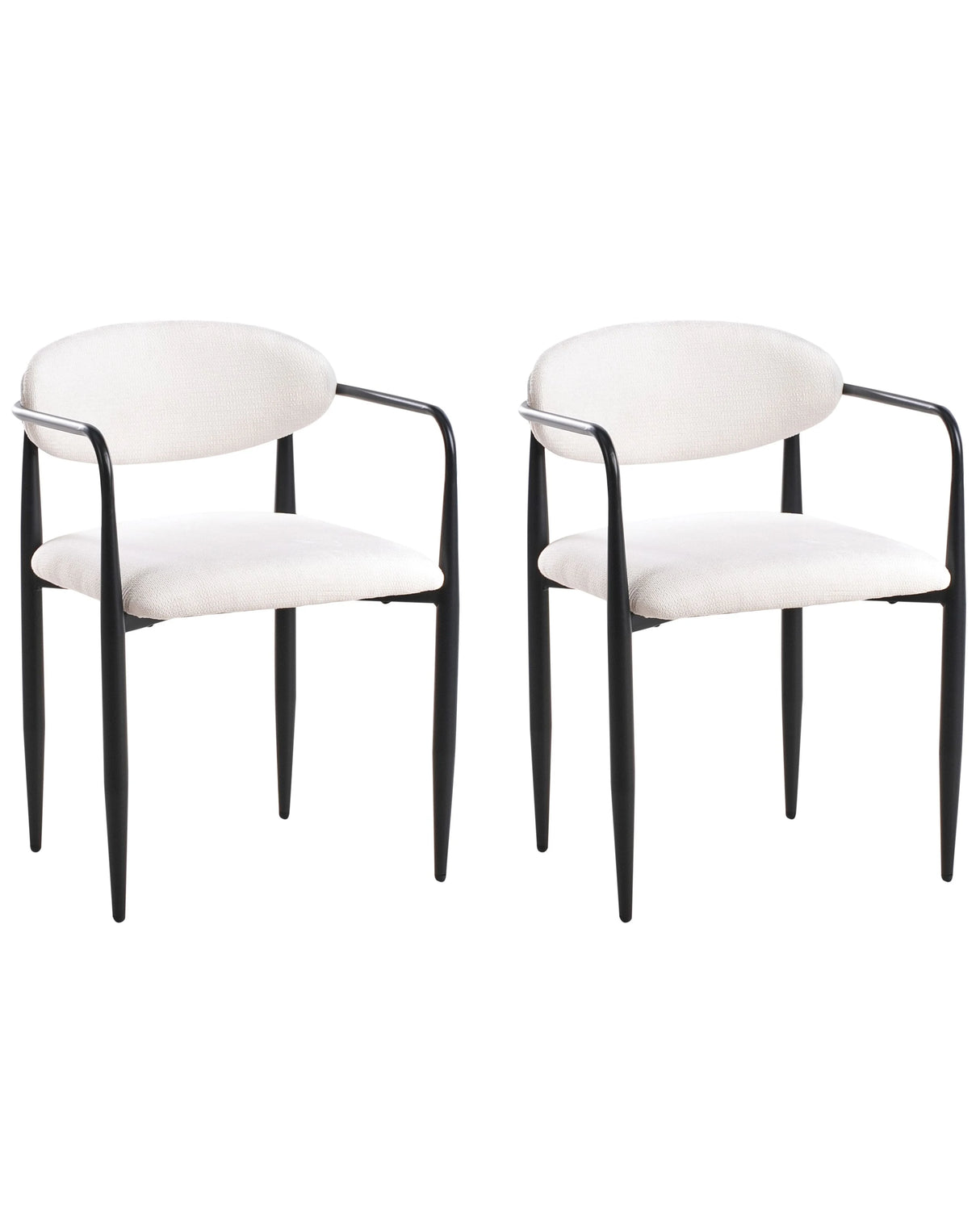Set of 2 Dining Chairs Light Beige Polyester Upholstery Metal Frame Mid-Century Modern Style Beliani