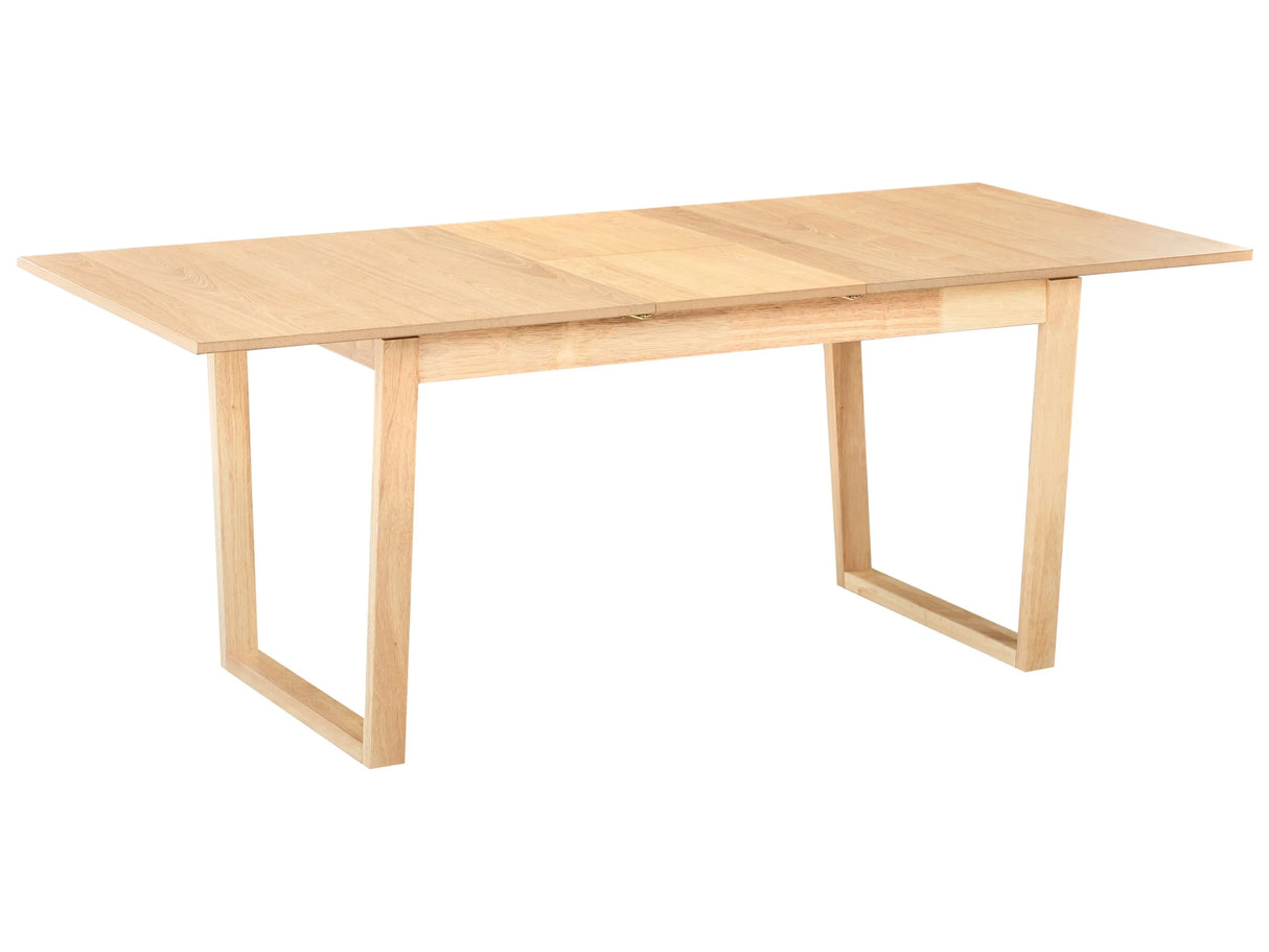 Extending Dining Table Light Ash Wood Veneer MDF 160/200 x 95 cm Top Modern Design Pannel Base Beliani