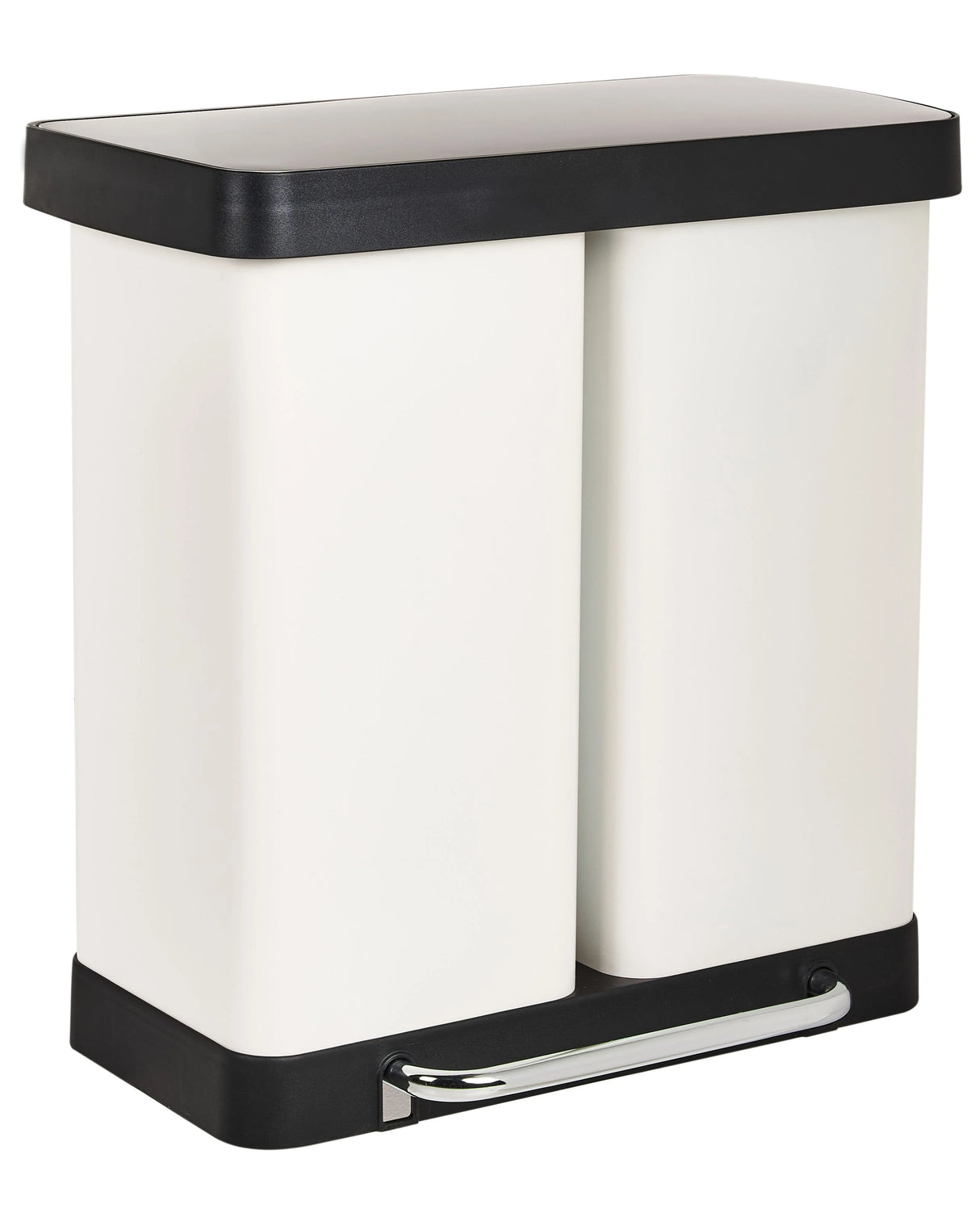 Dual Waste Bin with Pedal and Lid Iron Synthetic Material White Modern Kitchen Recyclable Beliani