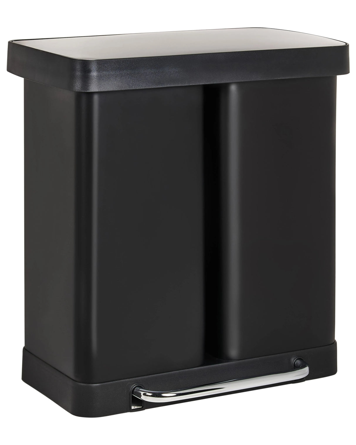 Dual Waste Bin with Pedal and Lid Iron Synthetic Material Black Modern Kitchen Recyclable Beliani