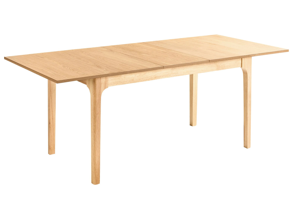 Extending Dining Table Light Ash Wood Veneer MDF 160/200 x 90 cm Ash Veneer Top Modern Design Kitchen Table Beliani