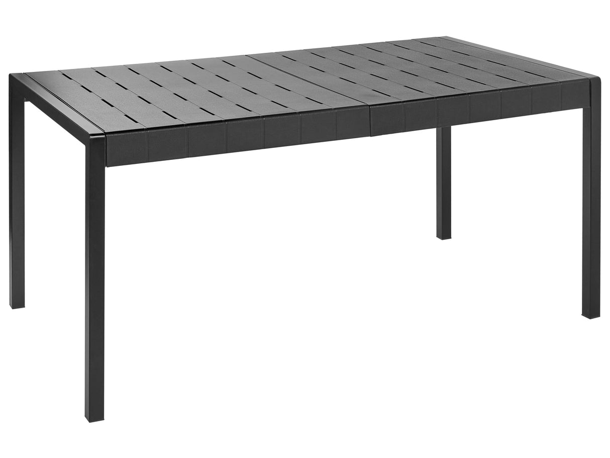 Garden Dining Table Black Synthetic Frame 4-6 Seater Weather Resistant Outdoor Patio Beliani