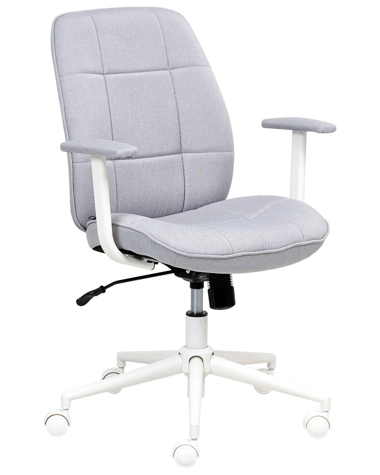 Office Chair Grey Fabric Swivel Adjustable Height with Armrests Home Office Study Traditional Modern Beliani